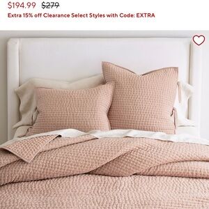 New pottery barn Pickstitch quilt full/queen peach pink